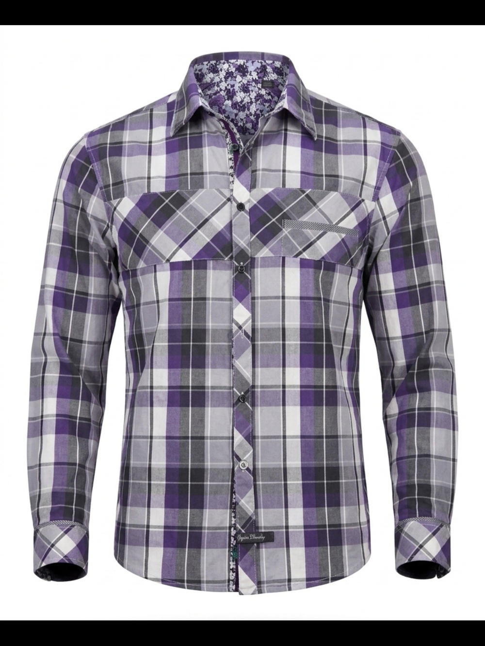 Womens English Laundry Purple and Gray Plaid Button-Down Shirt Size 2XL
